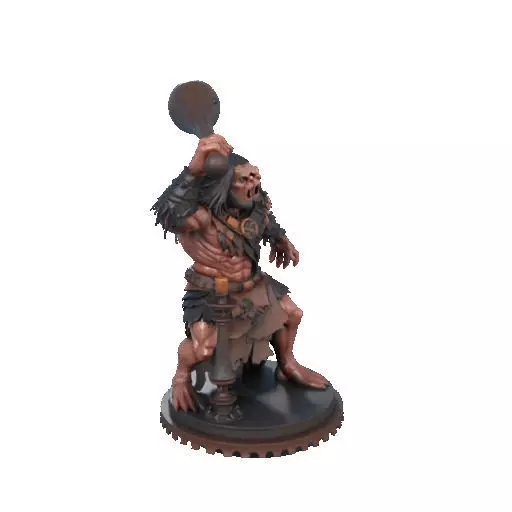 2516 Two Headed Troll with Club 3D Printed Statue 3D print model_14