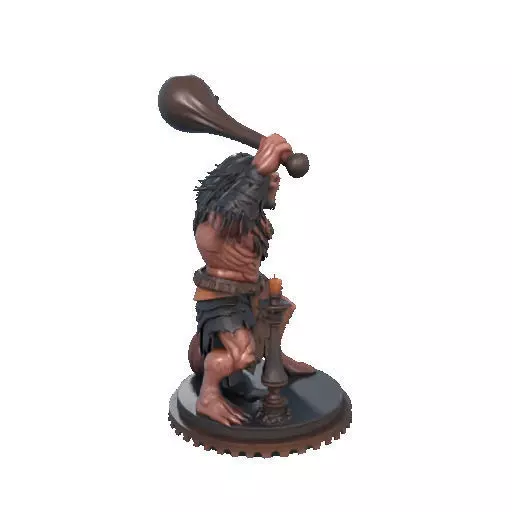 2516 Two Headed Troll with Club 3D Printed Statue 3D print model_17