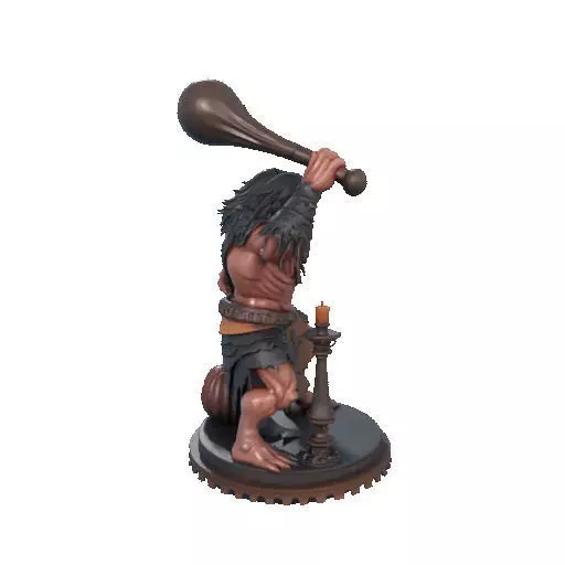 2516 Two Headed Troll with Club 3D Printed Statue 3D print model_18