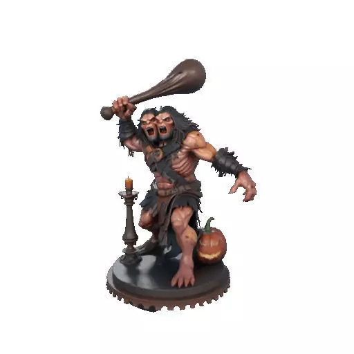 2516 Two Headed Troll with Club 3D Printed Statue 3D print model_37