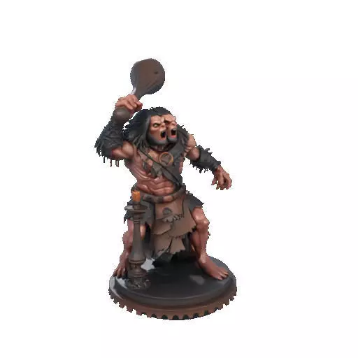2516 Two Headed Troll with Club 3D Printed Statue 3D print model_12