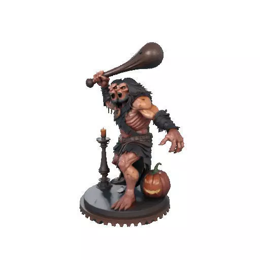 2516 Two Headed Troll with Club 3D Printed Statue 3D print model_35