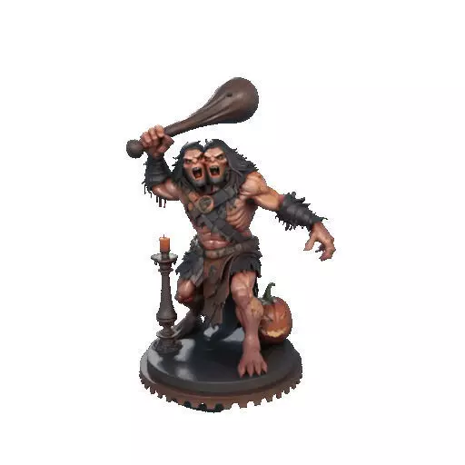 2516 Two Headed Troll with Club 3D Printed Statue 3D print model_8