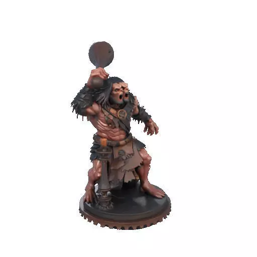 2516 Two Headed Troll with Club 3D Printed Statue 3D print model_13