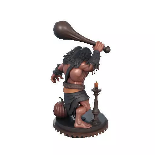 2516 Two Headed Troll with Club 3D Printed Statue 3D print model_20