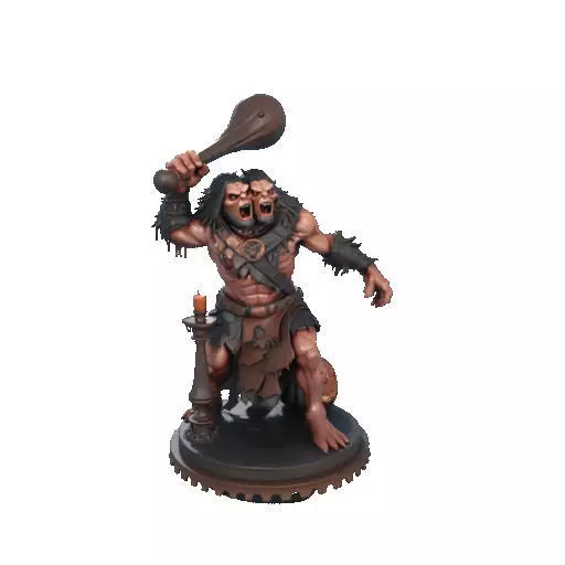 2516 Two Headed Troll with Club 3D Printed Statue 3D print model_10
