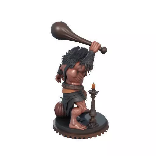 2516 Two Headed Troll with Club 3D Printed Statue 3D print model_19