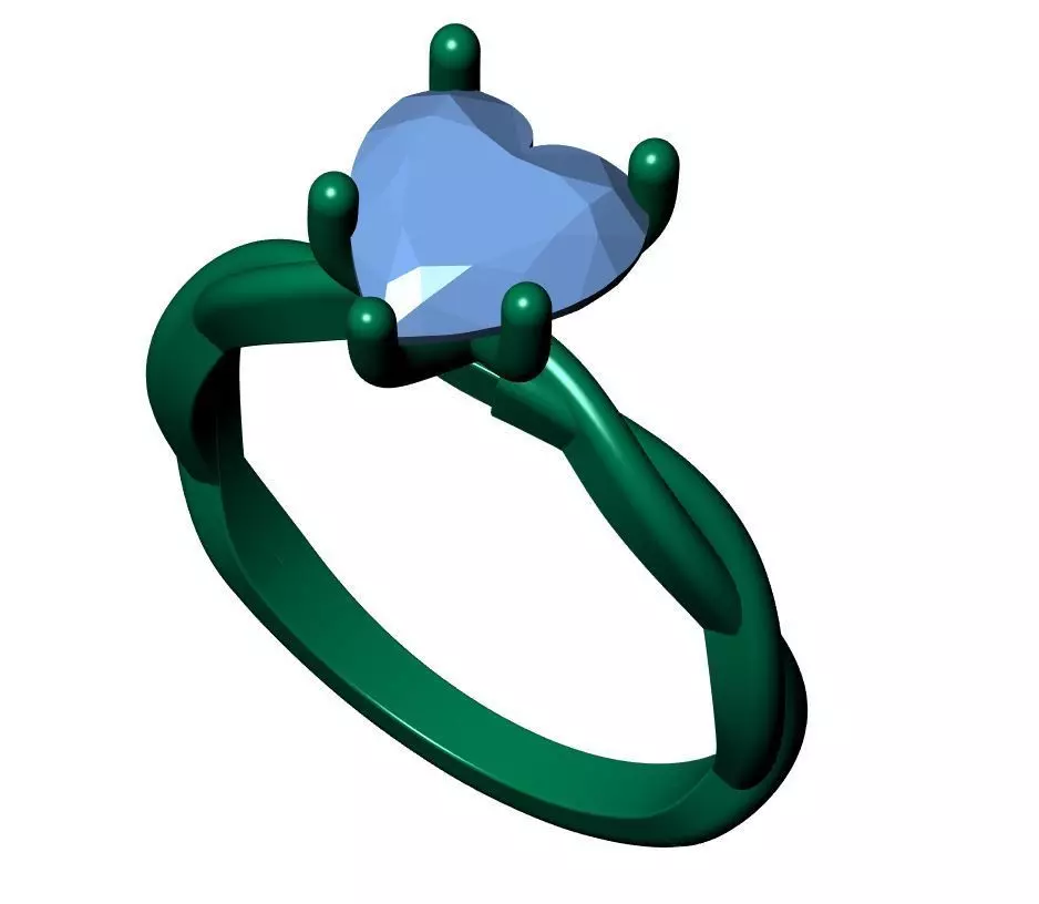 Heart solitaire ring 3D print model_8
