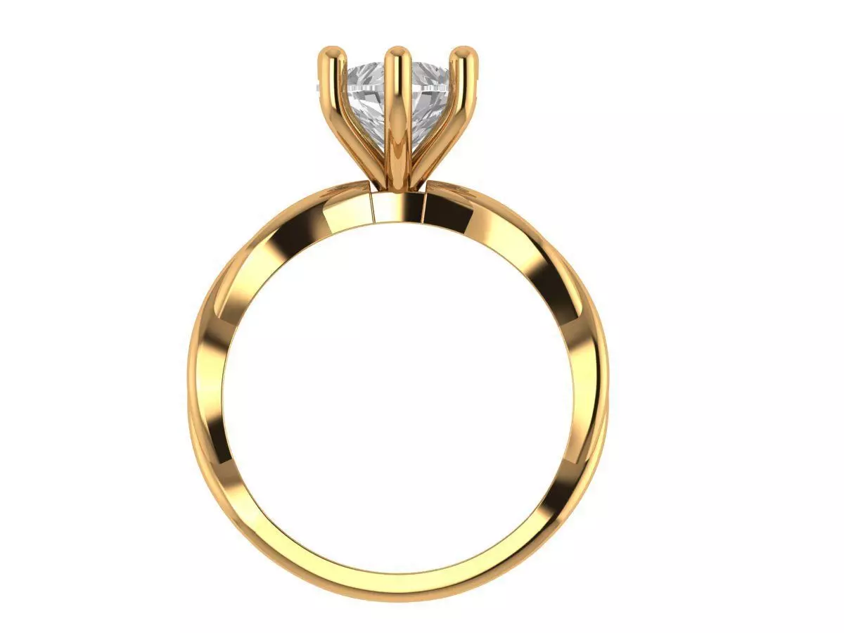 Heart solitaire ring 3D print model_4