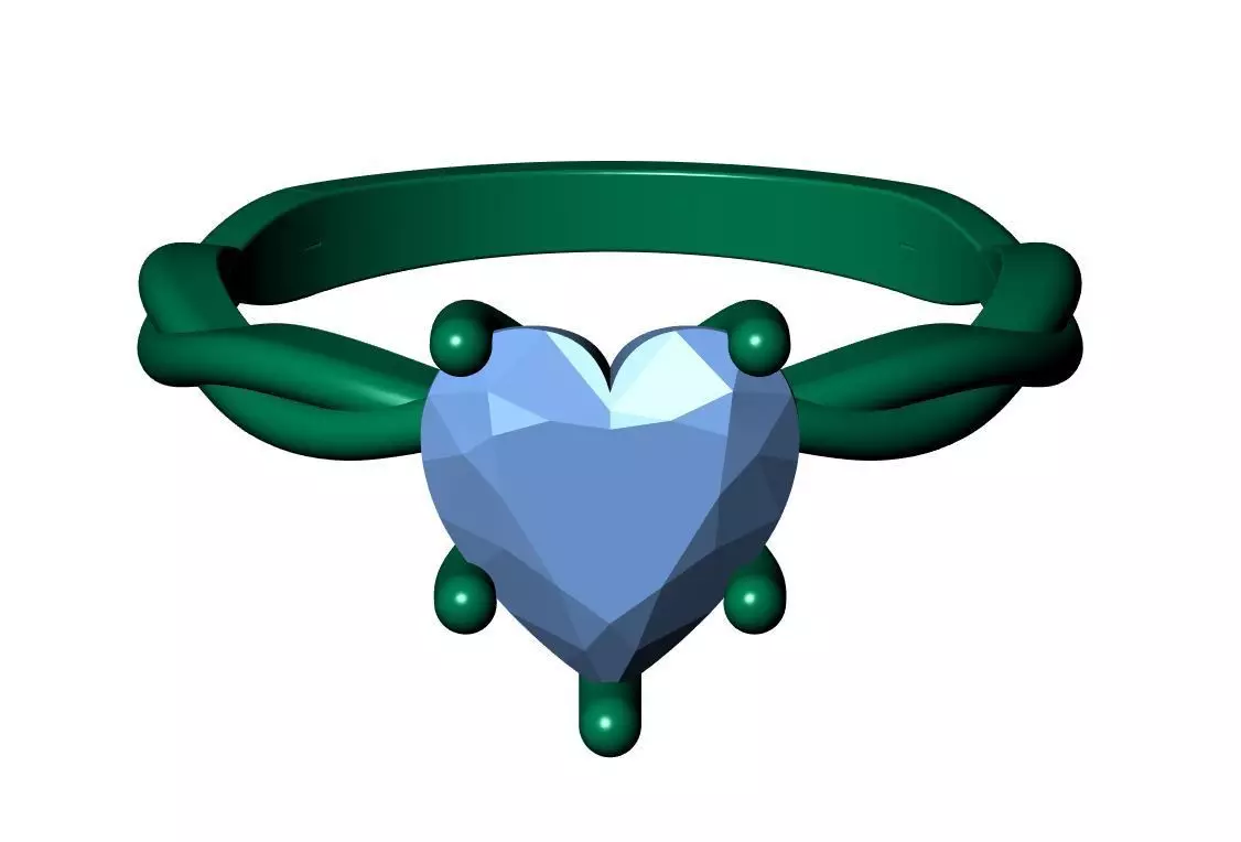 Heart solitaire ring 3D print model_12