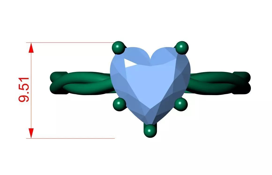 Heart solitaire ring 3D print model_11