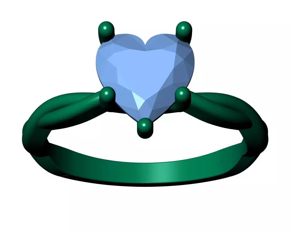 Heart solitaire ring 3D print model_13