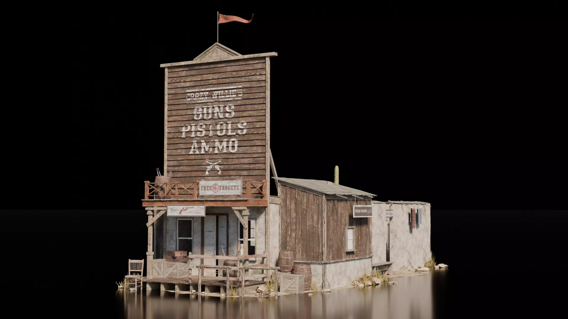 Wild West Building Gun Shop 3D model_0