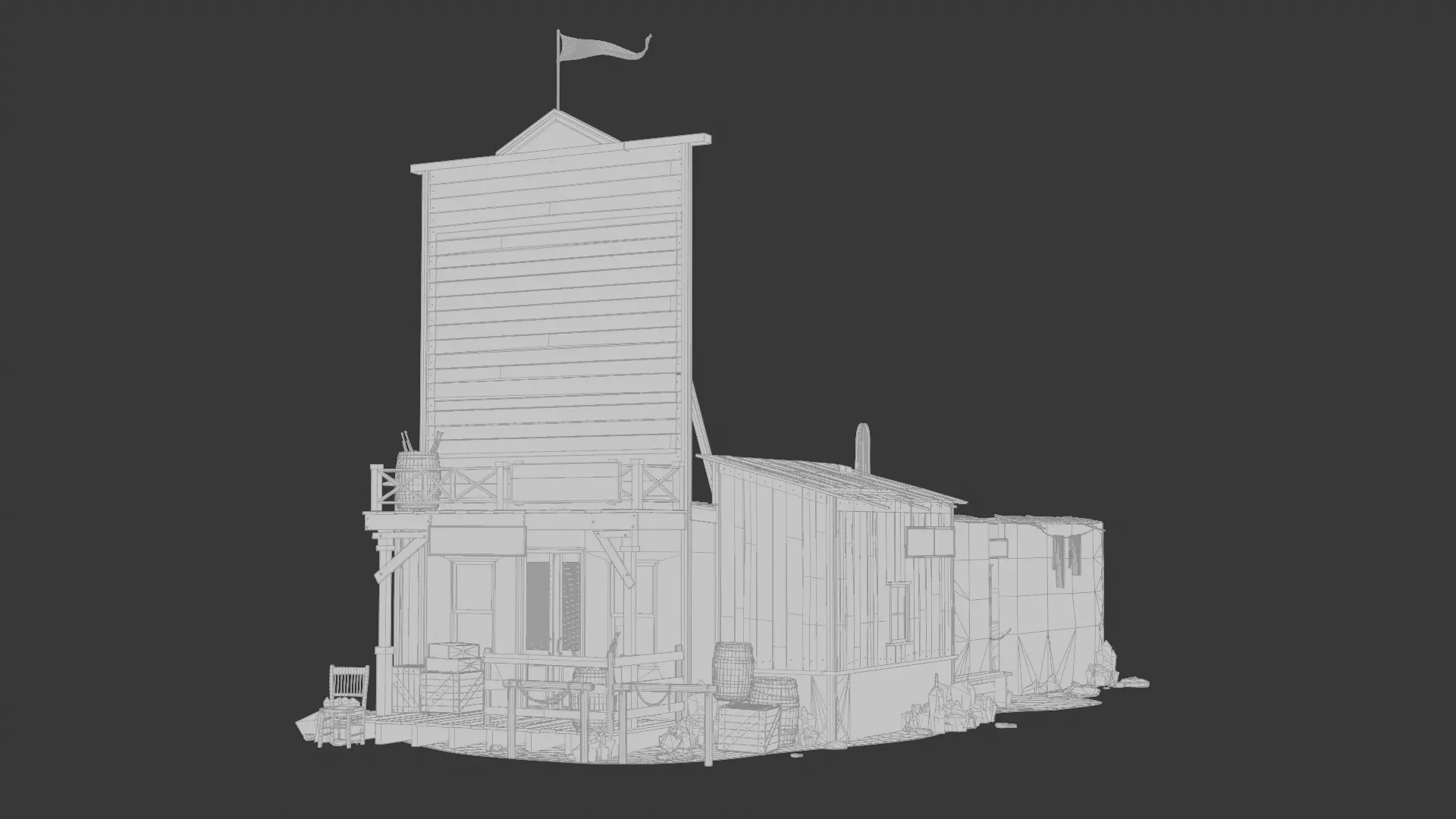 Wild West Building Gun Shop 3D model_2