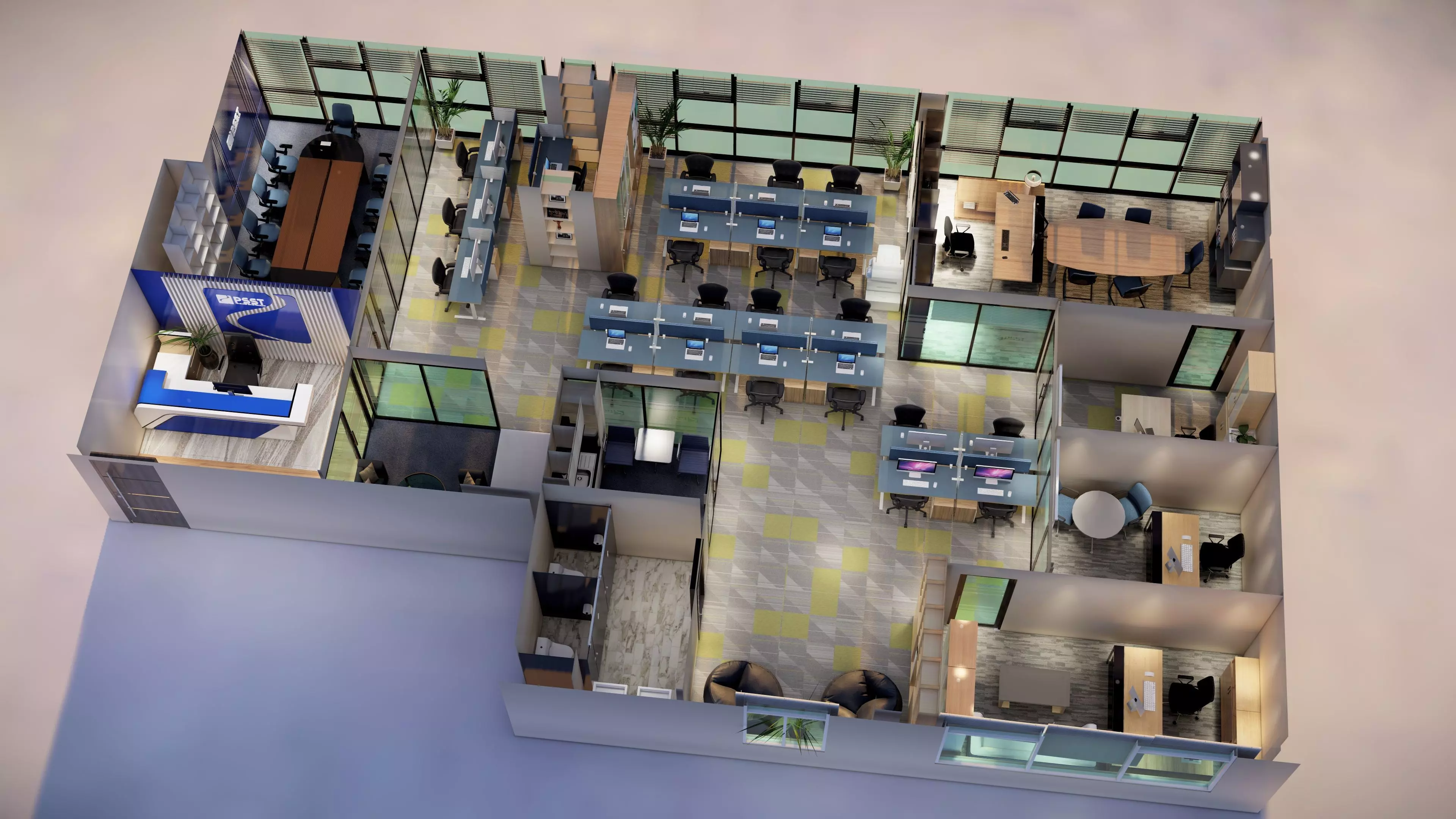 Office interior 3D model_0