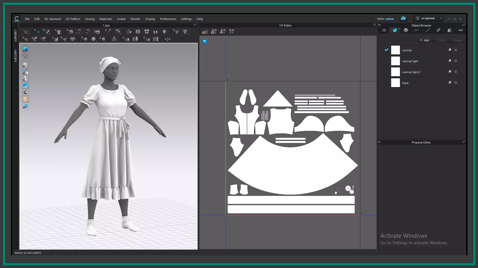 female cottagecore style outfit with texture and smart material 3D model_6