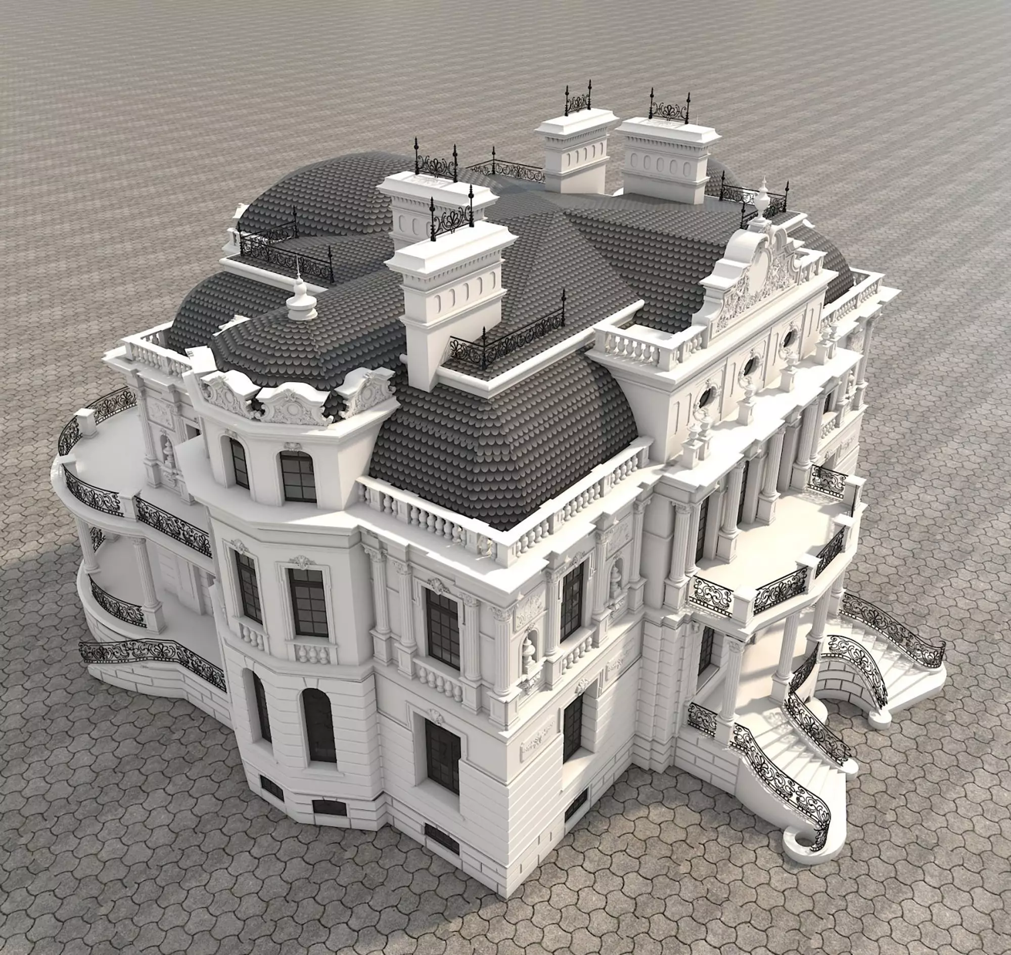 Classical style Villa 2 3D model_6