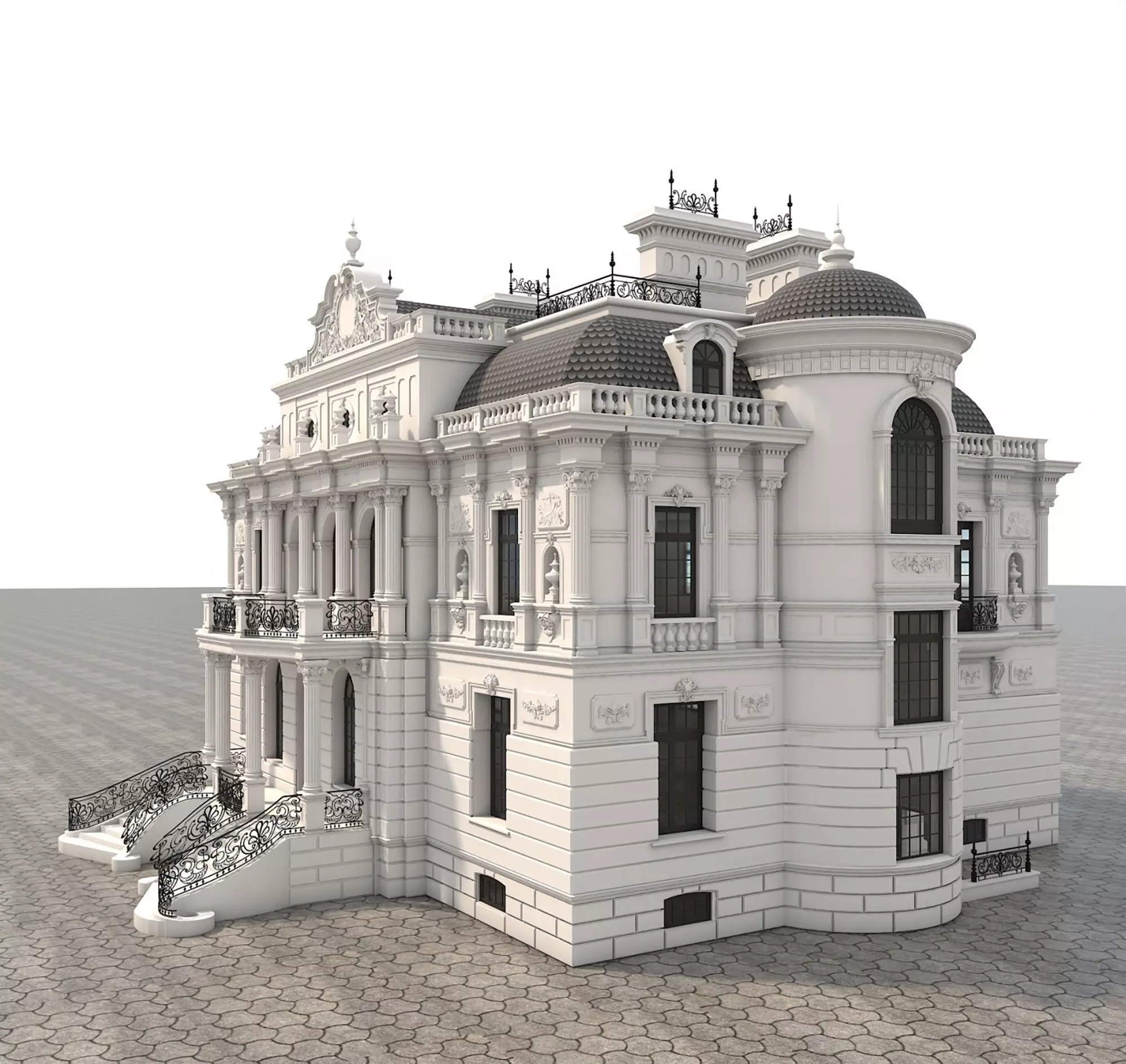 Classical style Villa 2 3D model_5