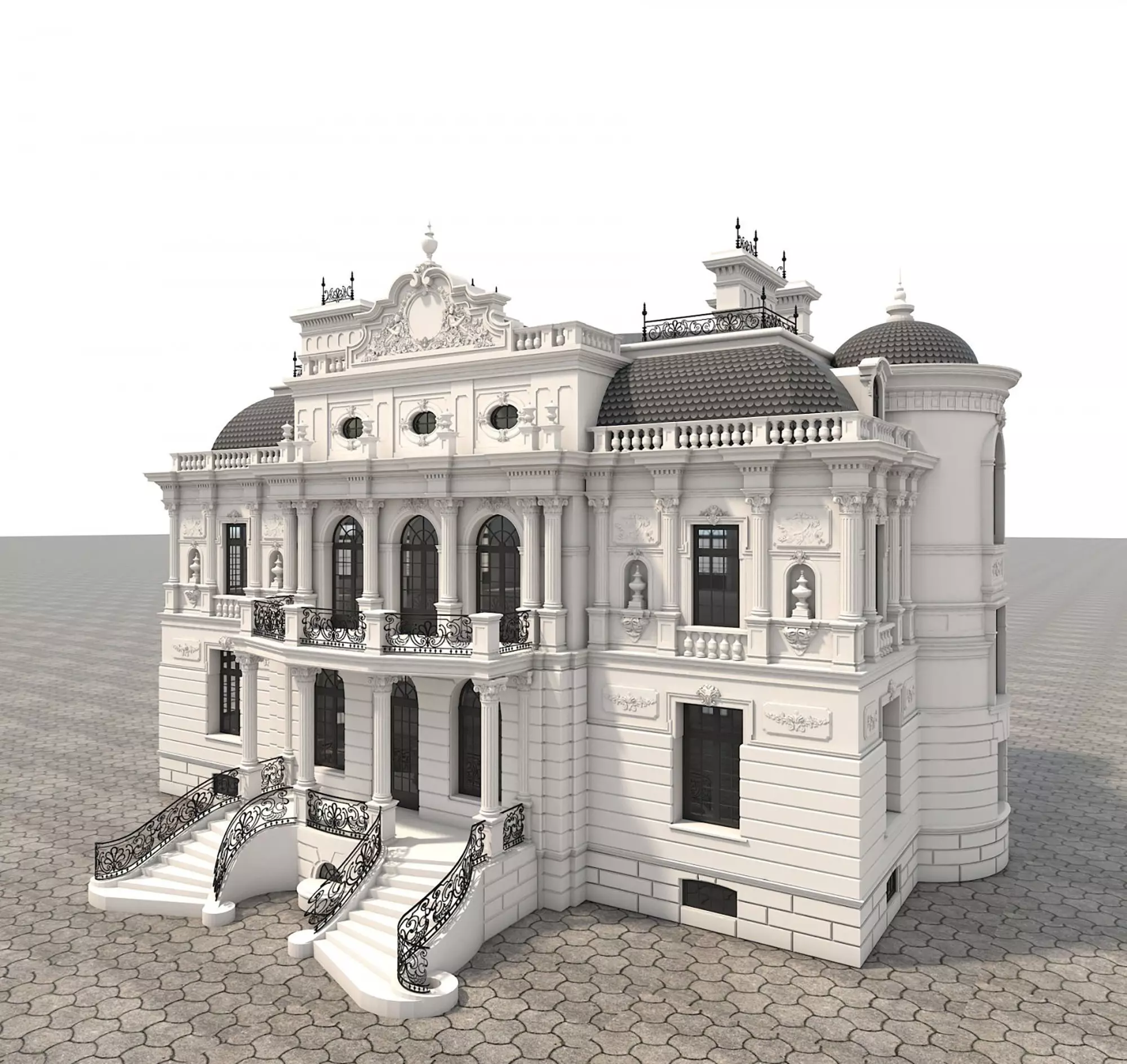 Classical style Villa 2 3D model_0