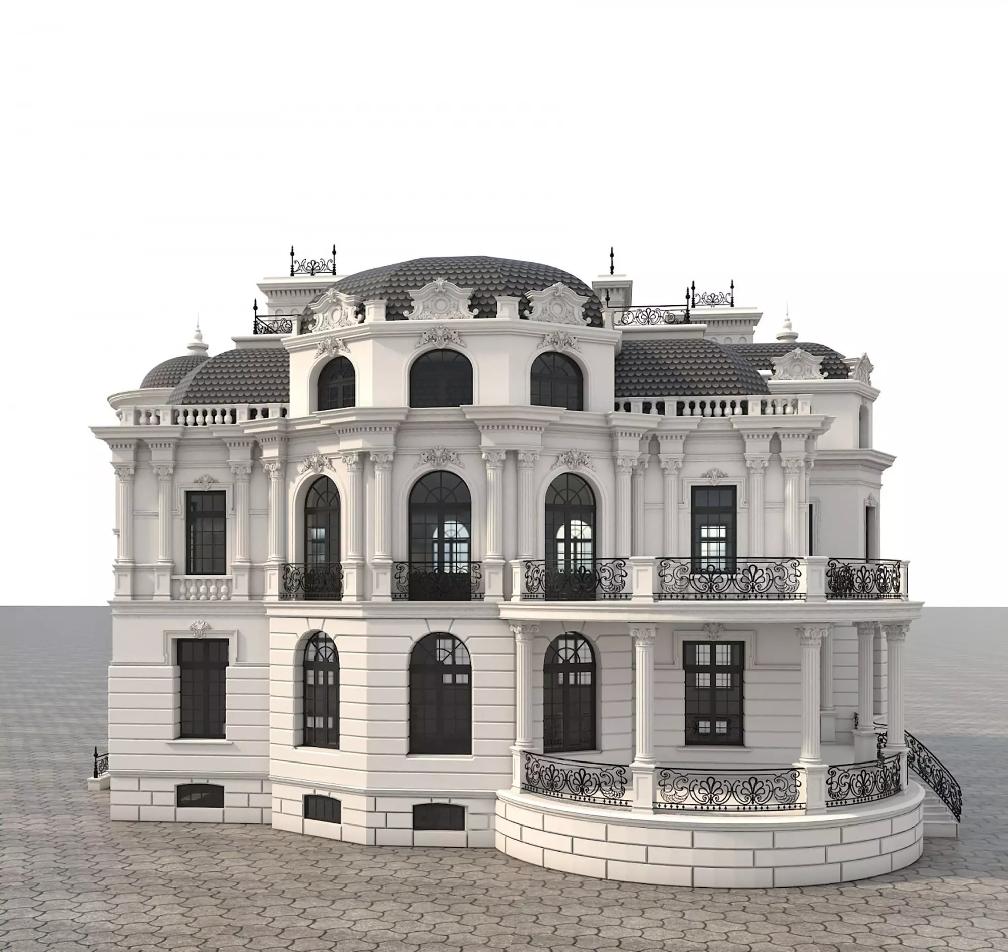 Classical style Villa 2 3D model_7
