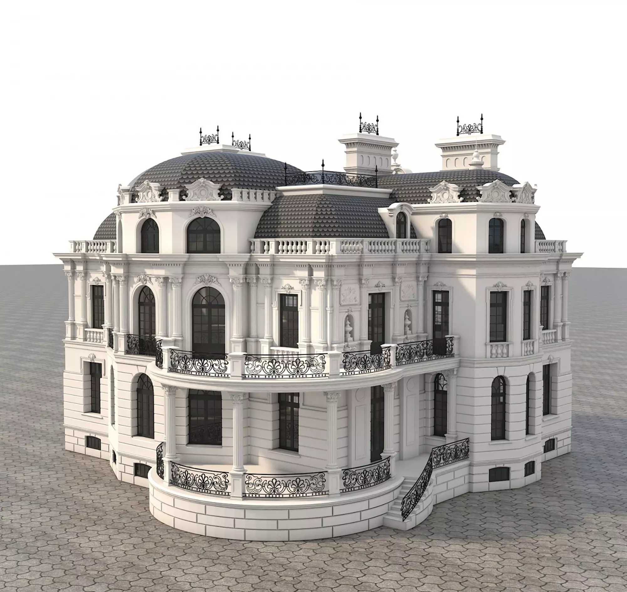 Classical style Villa 2 3D model_1