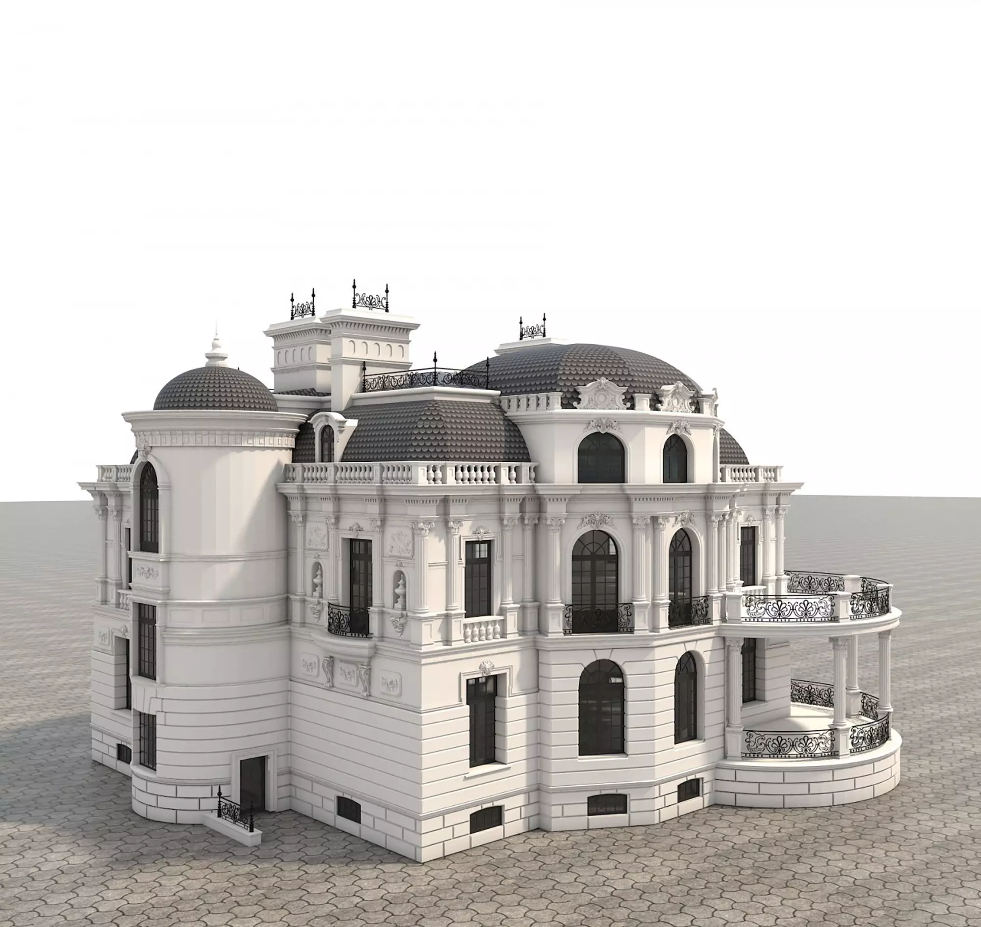 Classical style Villa 2 3D model_4
