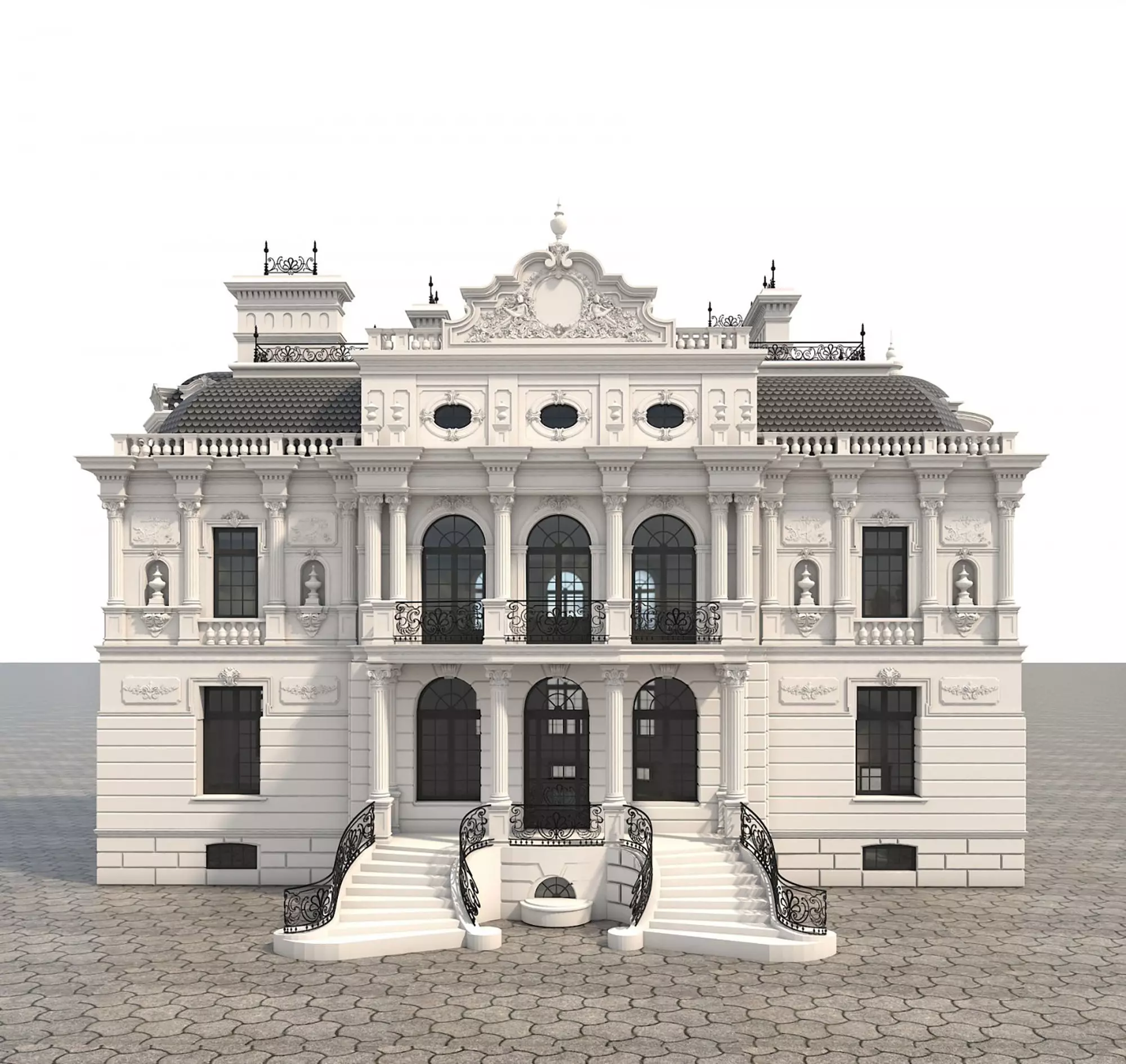 Classical style Villa 2 3D model_2
