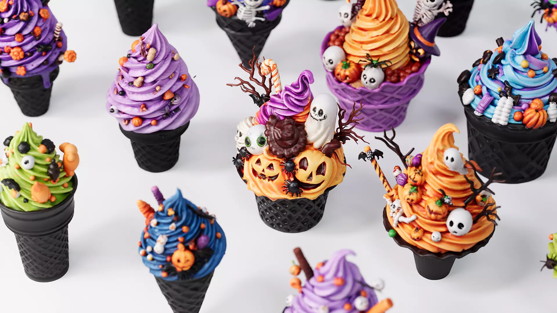 Halloween style ice cream cone 3D model_3