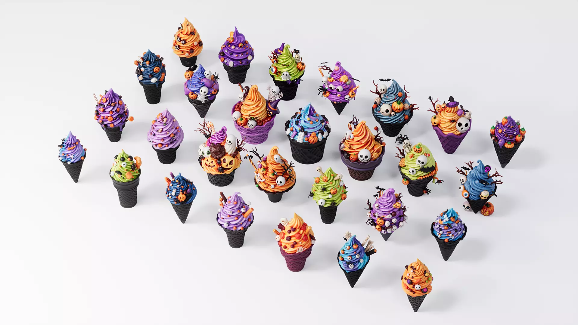 Halloween style ice cream cone 3D model_2