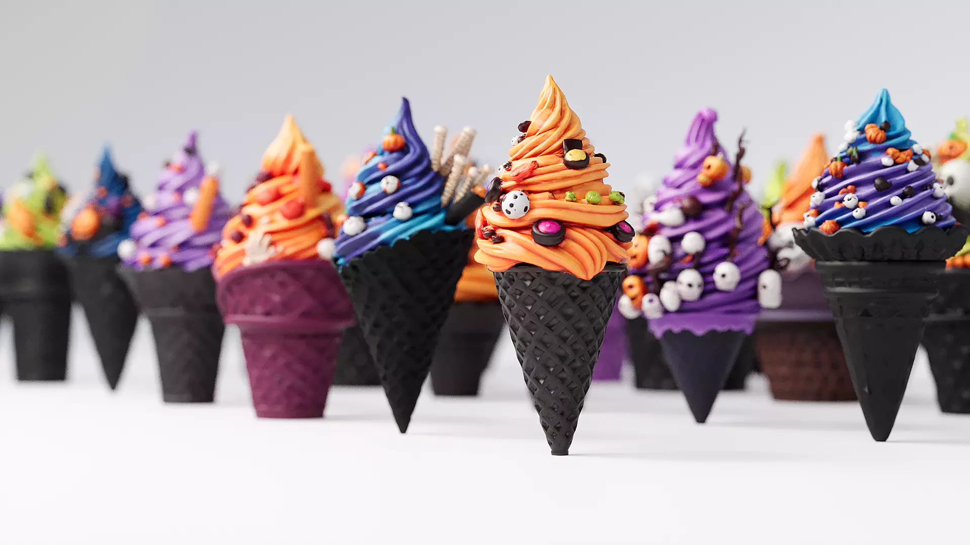 Halloween style ice cream cone 3D model_5