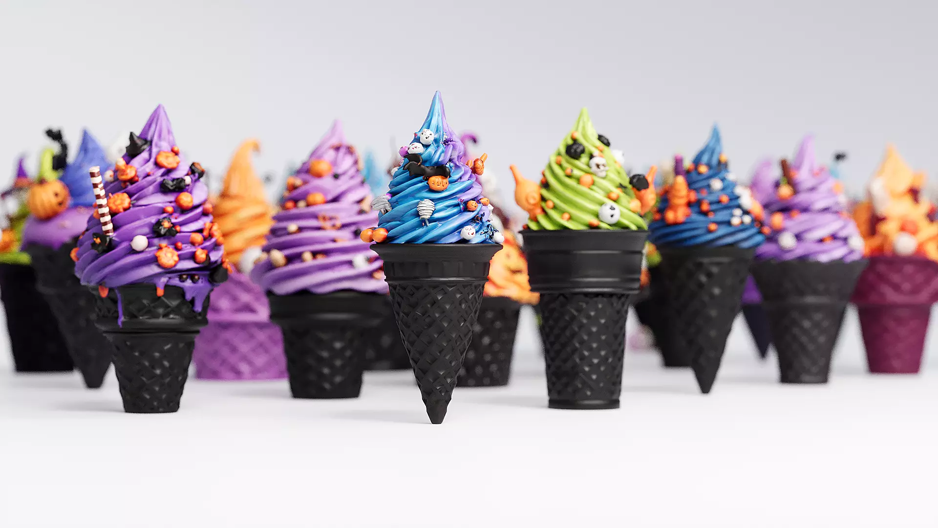 Halloween style ice cream cone 3D model_4