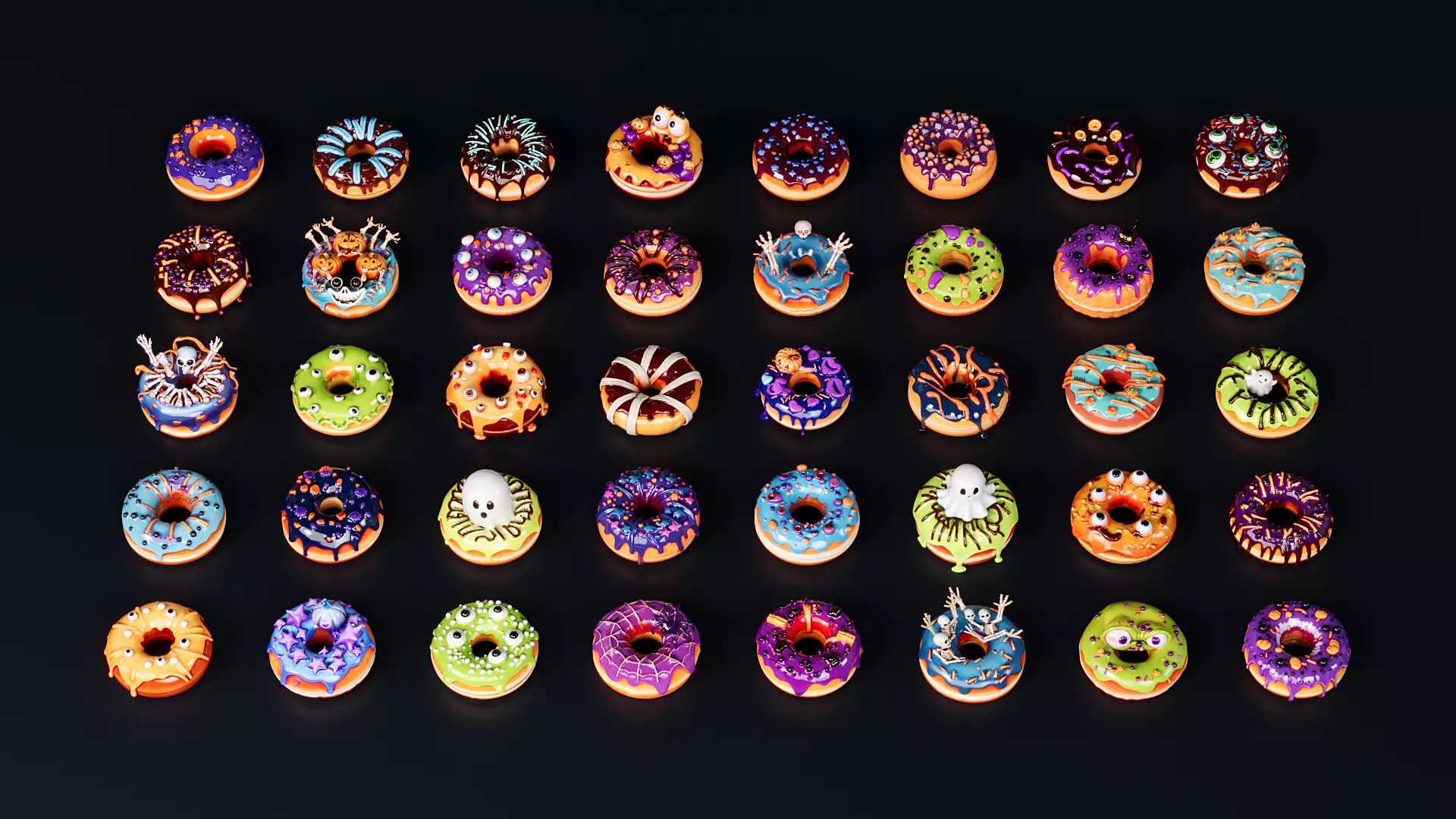 Halloween style donut 3D model