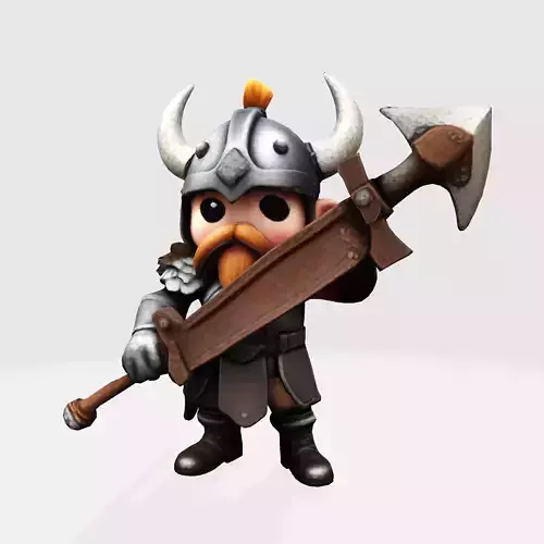 Adorable cartoon style Viking 3D print model
