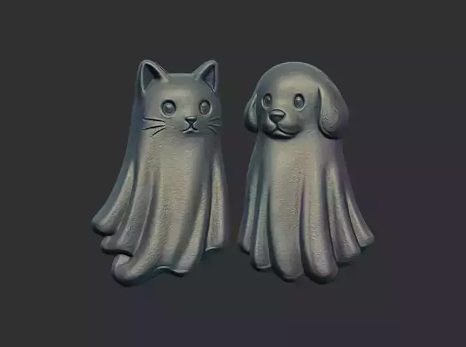 cat and dog ghost halloween decor 