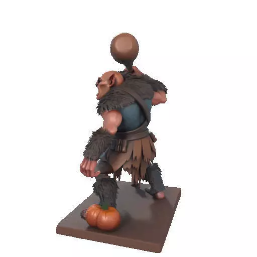 2517 Two Headed Troll with Club 3D Printed Statue 3D print model_29