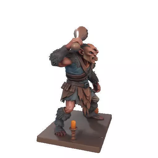 2517 Two Headed Troll with Club 3D Printed Statue 3D print model_14