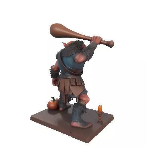 2517 Two Headed Troll with Club 3D Printed Statue 3D print model_20