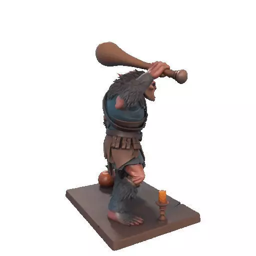 2517 Two Headed Troll with Club 3D Printed Statue 3D print model_18