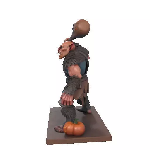 2517 Two Headed Troll with Club 3D Printed Statue 3D print model_31