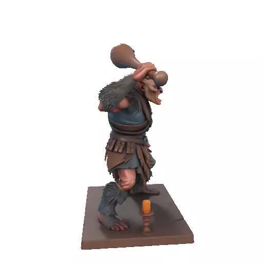 2517 Two Headed Troll with Club 3D Printed Statue 3D print model_16