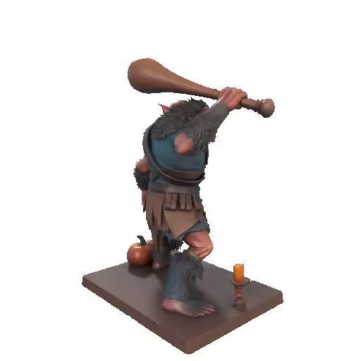 2517 Two Headed Troll with Club 3D Printed Statue 3D print model_19