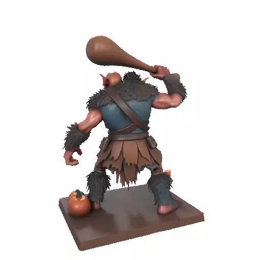 2517 Two Headed Troll with Club 3D Printed Statue 3D print model_25