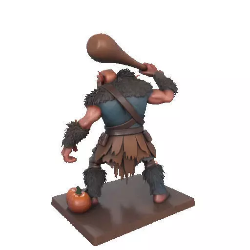 2517 Two Headed Troll with Club 3D Printed Statue 3D print model_26