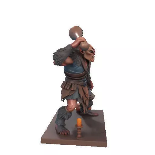 2517 Two Headed Troll with Club 3D Printed Statue 3D print model_15