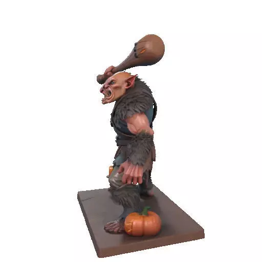 2517 Two Headed Troll with Club 3D Printed Statue 3D print model_32