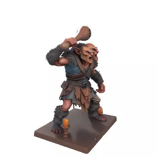 2517 Two Headed Troll with Club 3D Printed Statue 3D print model_13