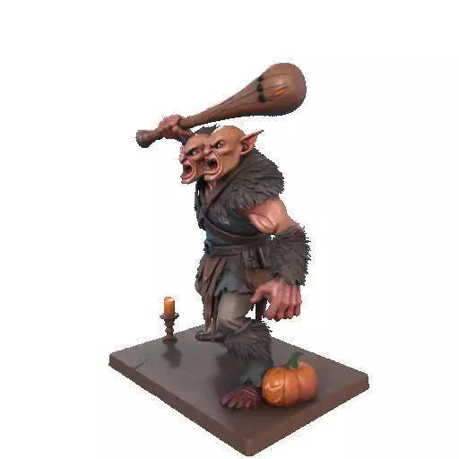 2517 Two Headed Troll with Club 3D Printed Statue 3D print model_34
