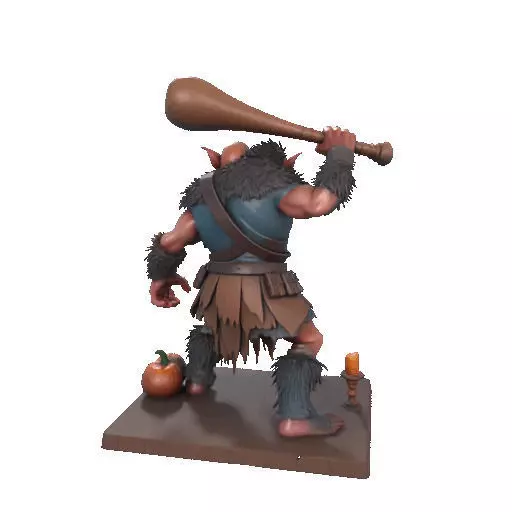 2517 Two Headed Troll with Club 3D Printed Statue 3D print model_22