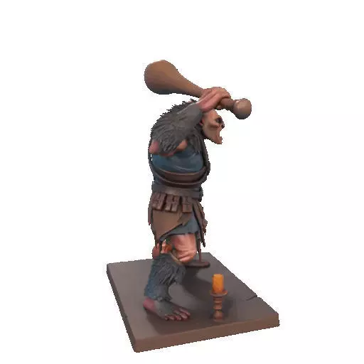 2517 Two Headed Troll with Club 3D Printed Statue 3D print model_17