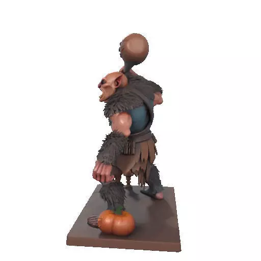 2517 Two Headed Troll with Club 3D Printed Statue 3D print model_30